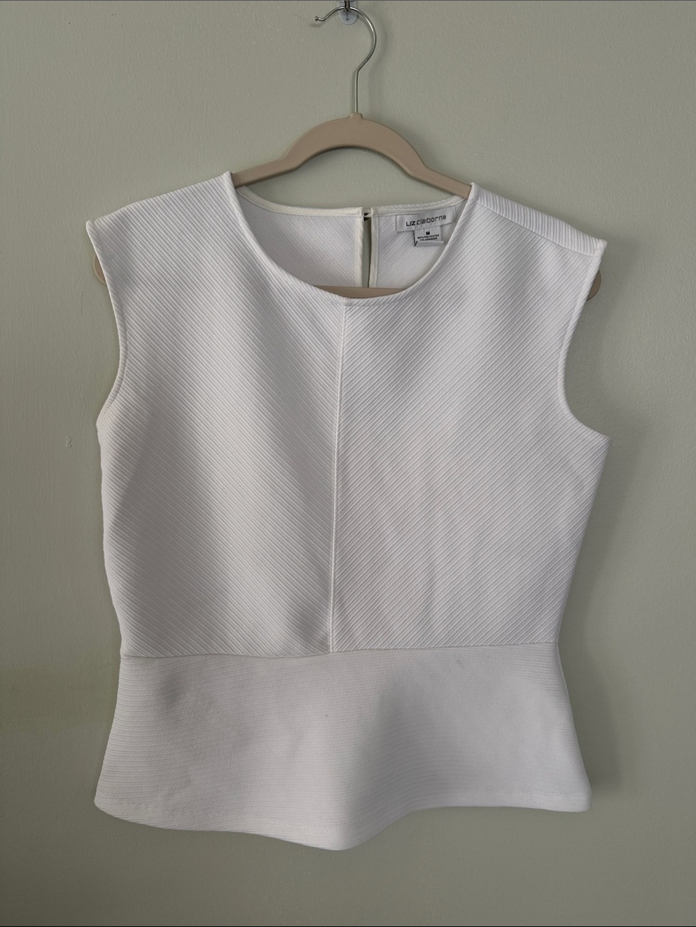 Liz Claiborne White Textured Peplum Tank Top